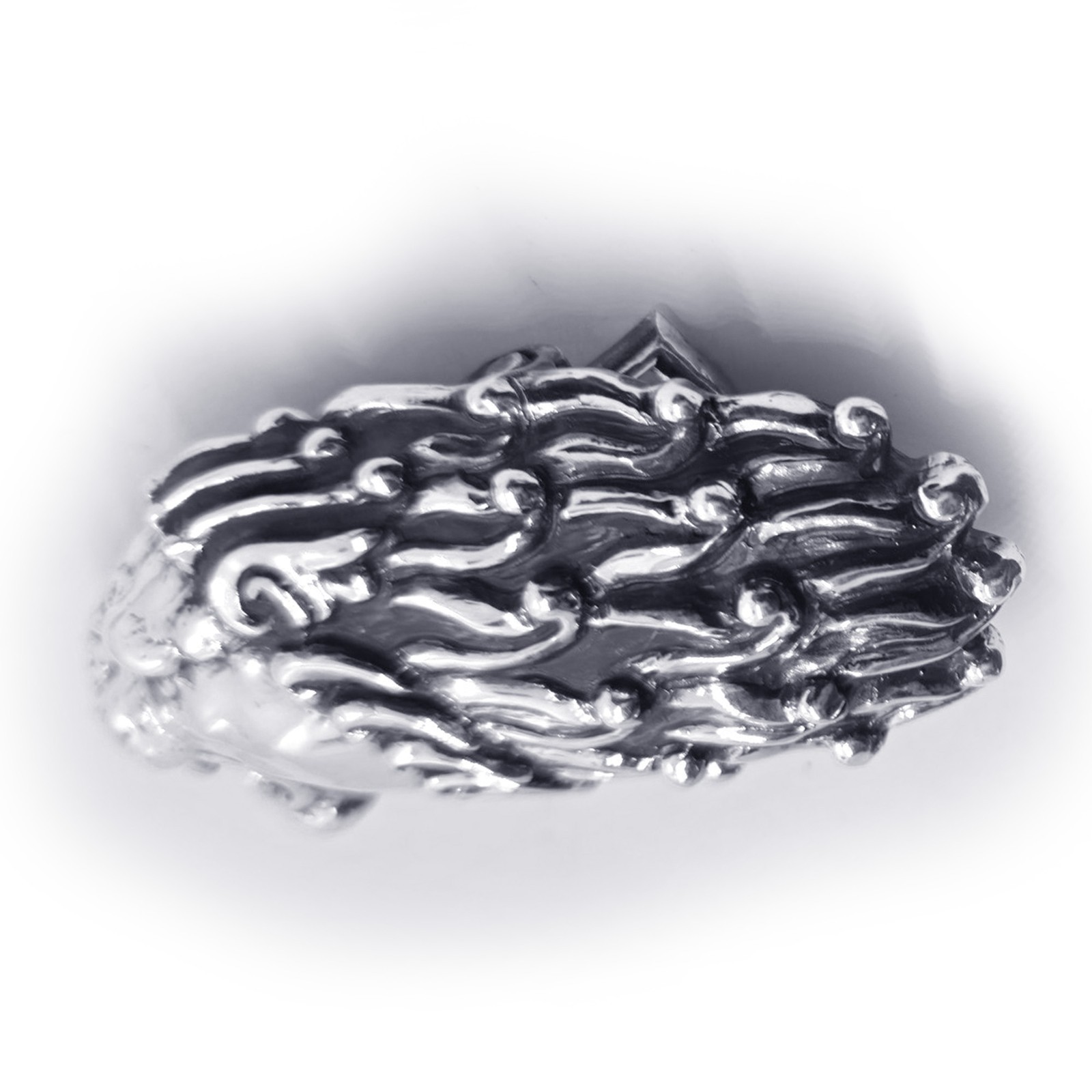Lion Angry Head Curly Designed Hair Sterling Silver Belt Buckle