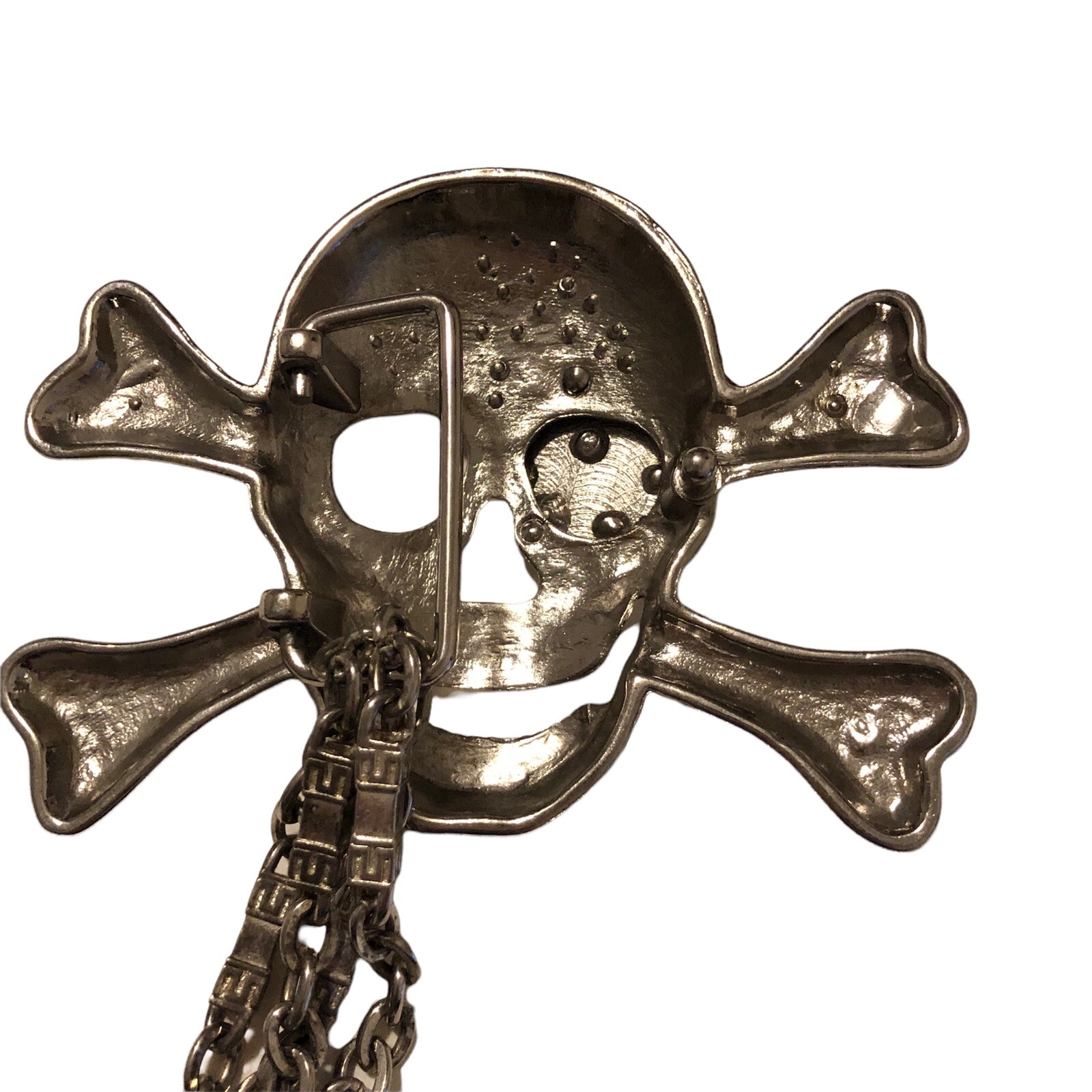 Skull & Crossbones W/crystals Belt Buckle 4 1/4&Prime;x 3 1/4&Prime; Halloween Costume Goth