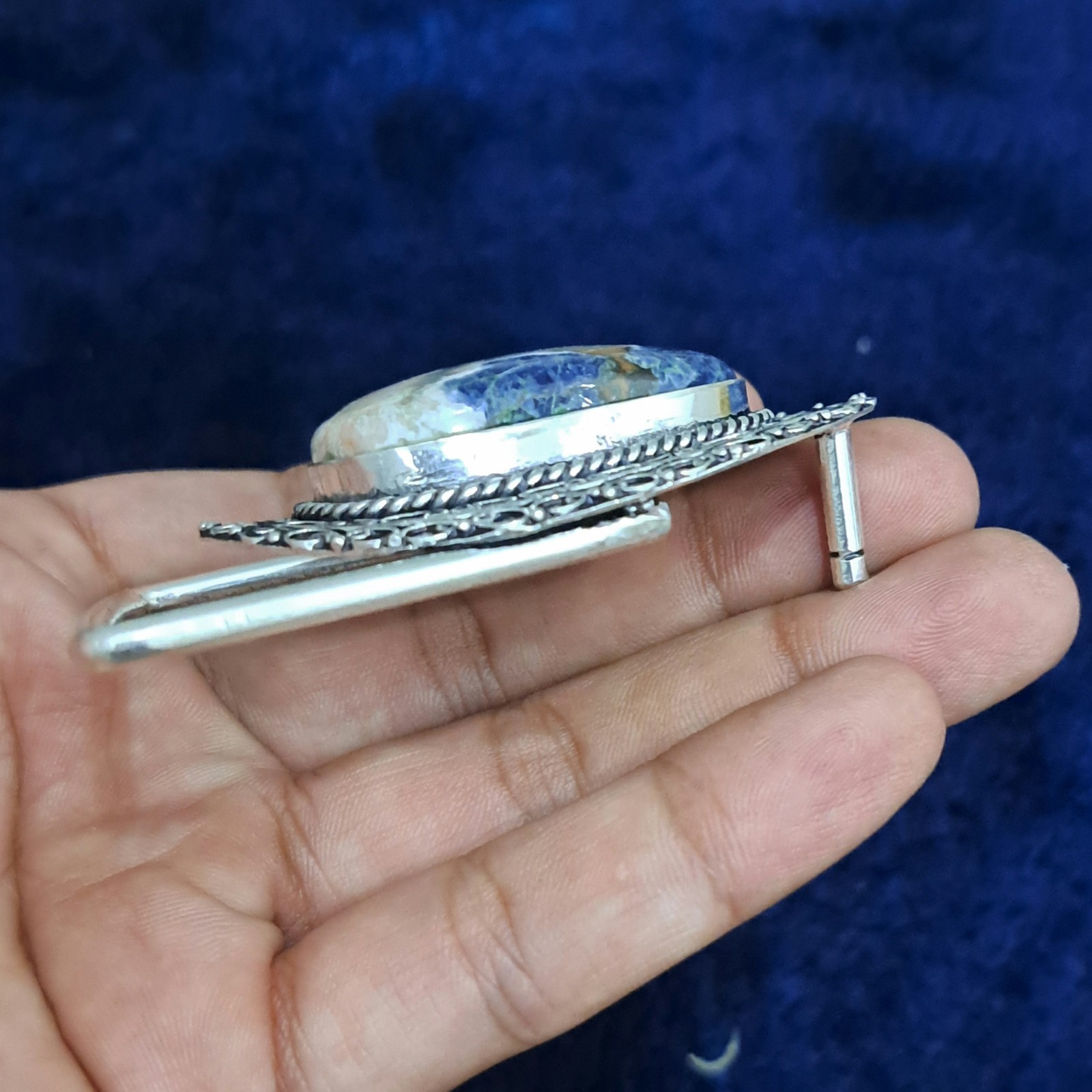 Sodalite Belt Buckle Silver Plated Handmade Western Cowboy Gemstone Buckle