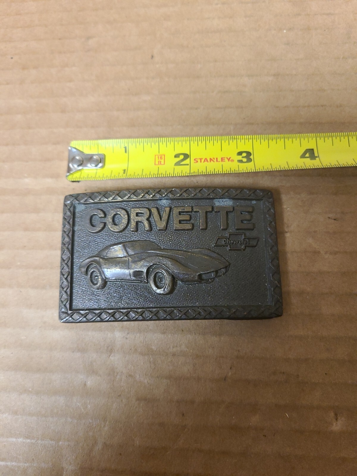Vintage Chevy Corvette Solid brass belt buckle 1970
