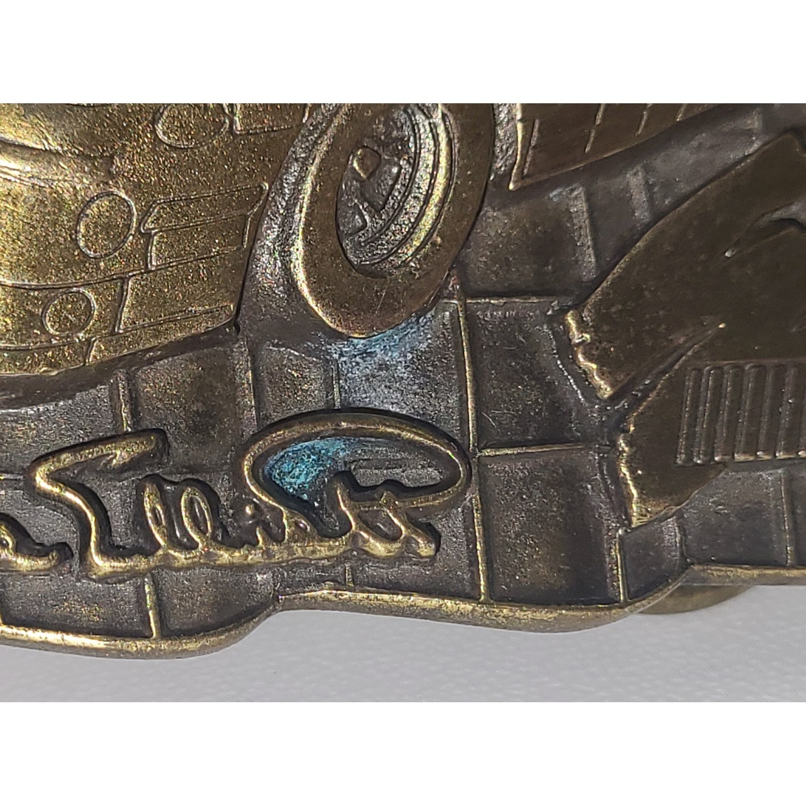 Anheuser-Busch Belt Buckle Mens Bronze Bill Elliott NASCAR Limited Ed Vintage