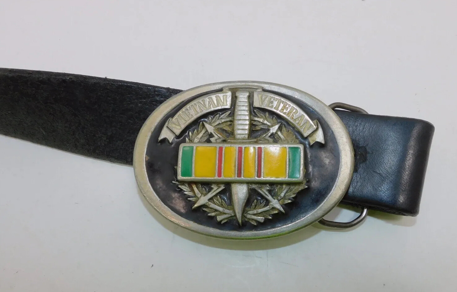 Vietnam Veteran 1996 GAP 4360 Service Medal Ribbon Belt Buckle Made in USA VGUC