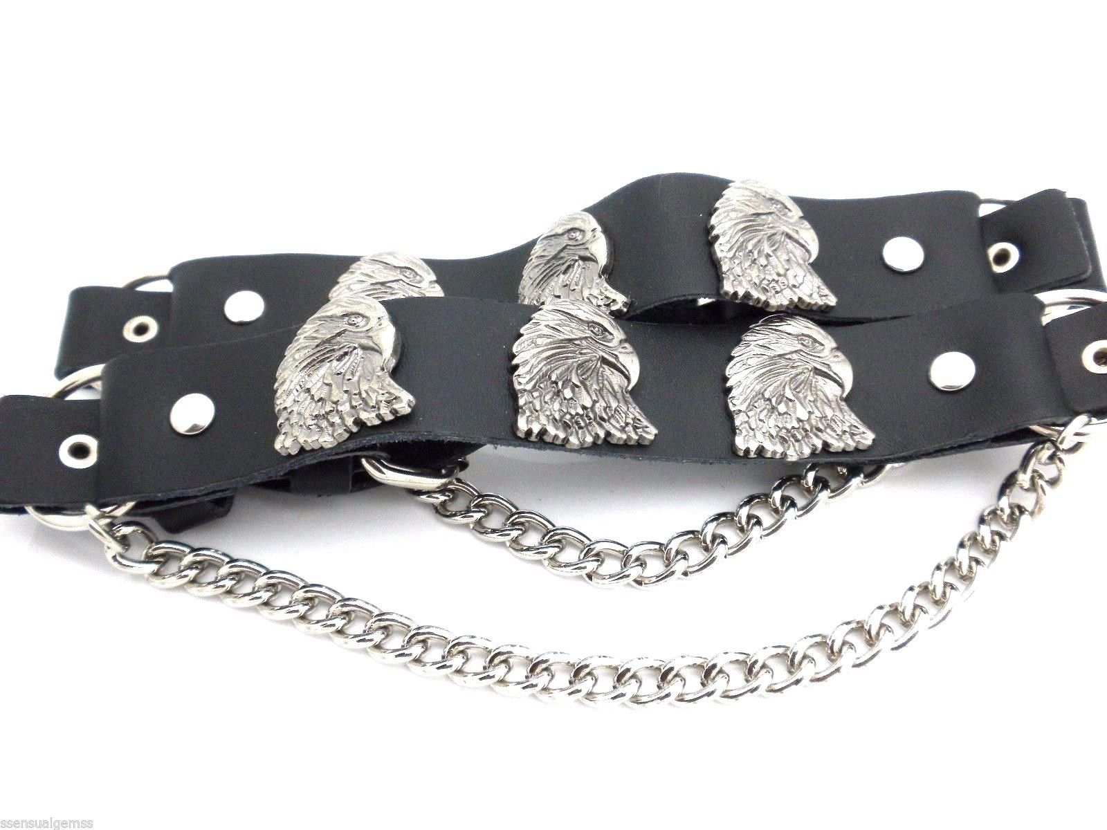 Eagle Leather Biker Western Boot Straps W Chain Buckle Women&rsquo;s Men PAIR