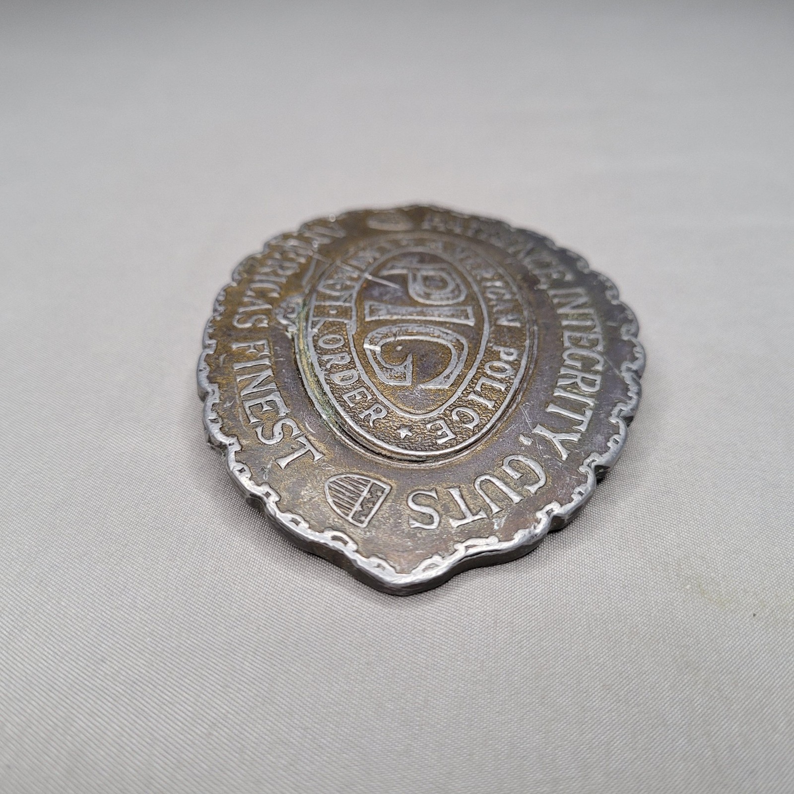 Vintage PIG American Police Belt Buckle Mens One Size Silver Law Order Oval