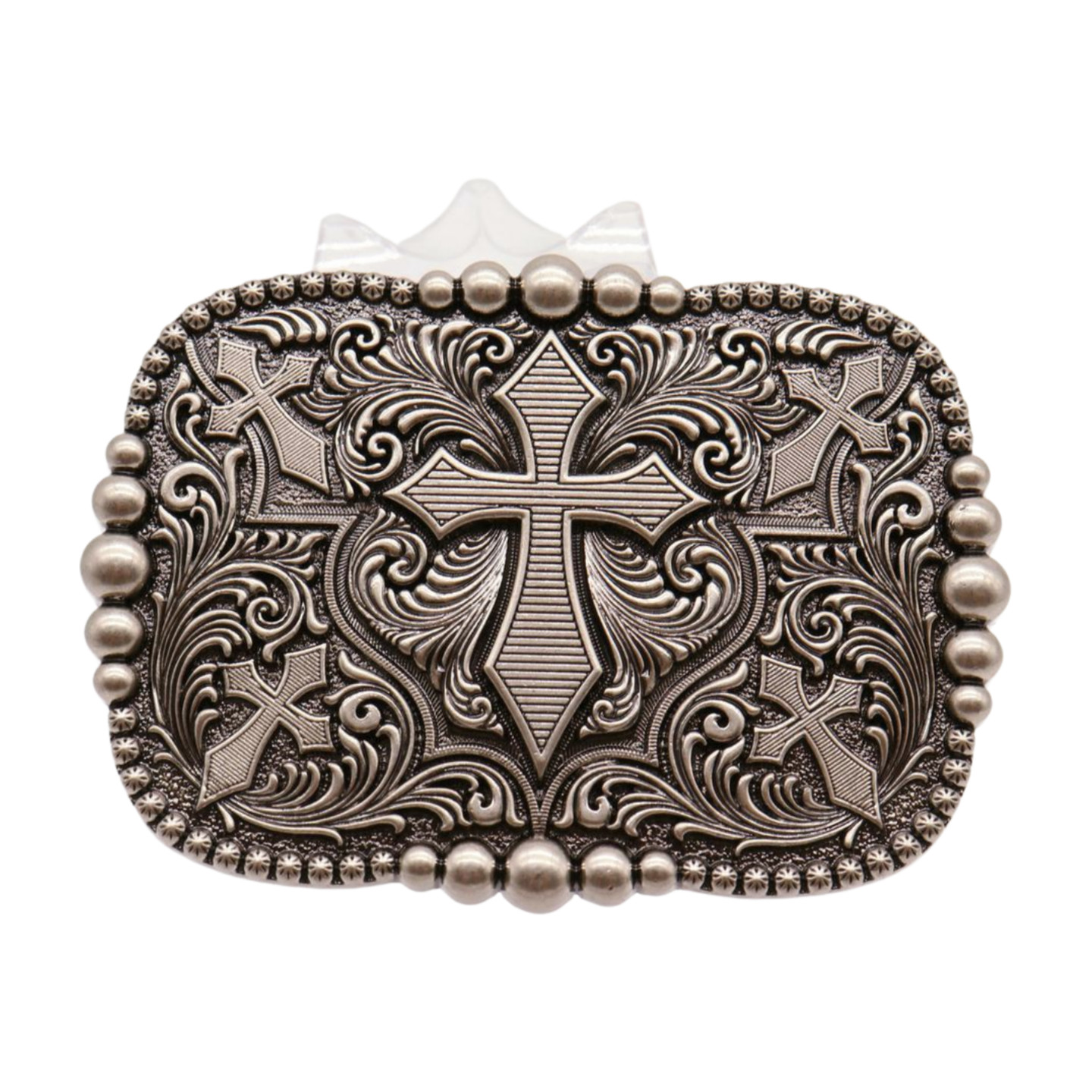 Men Women Belt Buckle Rusty Silver Metal Western Cross Religious Premium Quality