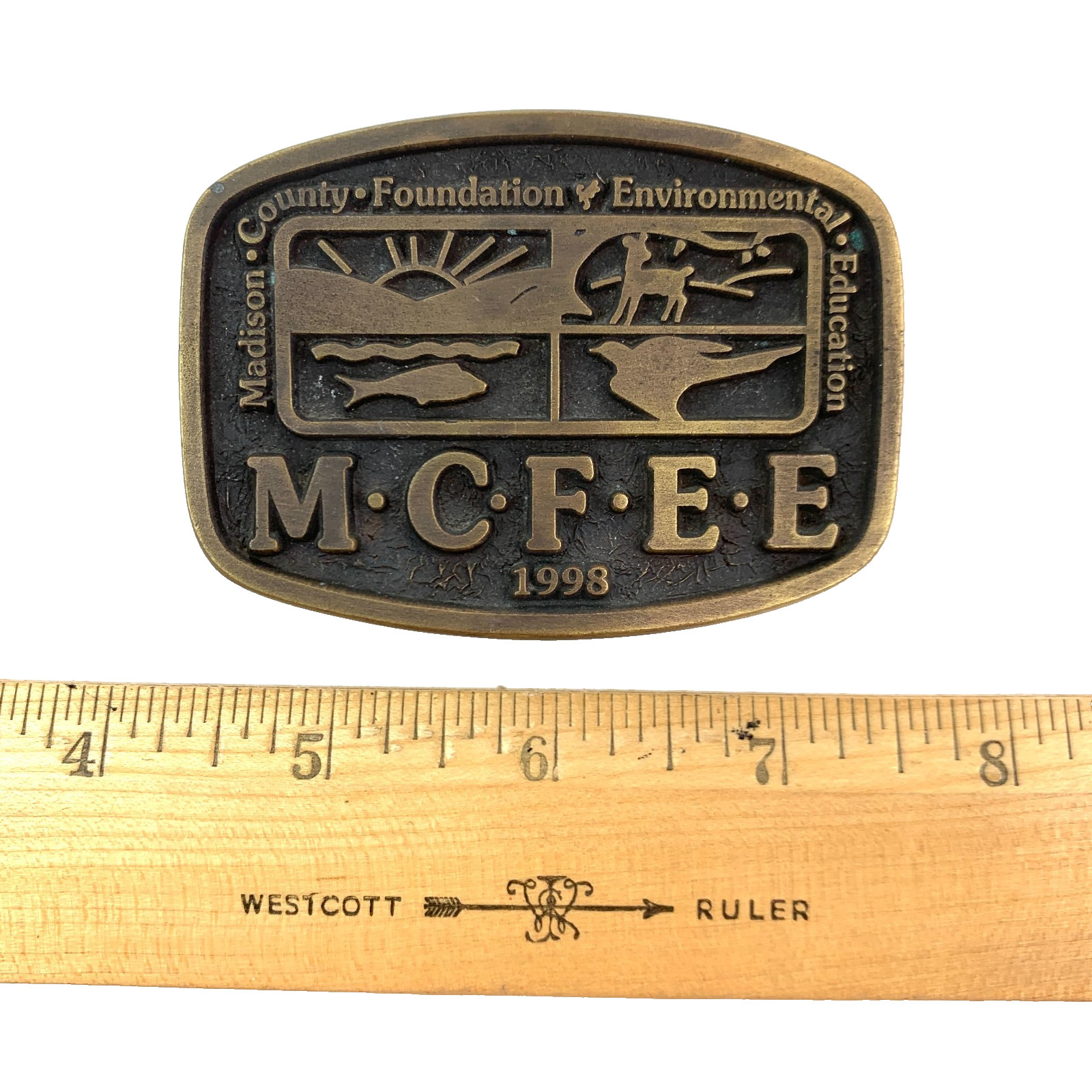 Vintage McFee Madison County 1998 Metal Belt Buckle Spec Cast #67