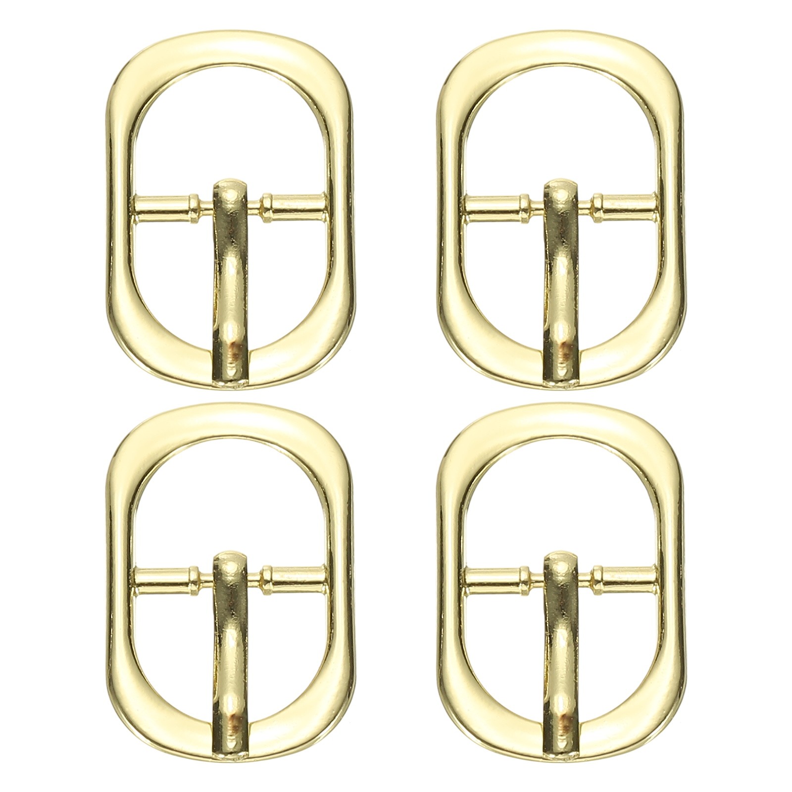 4 Pcs 0.6 Inch Single Prong Buckle Oval Center Bar Buckle, Gold Tone