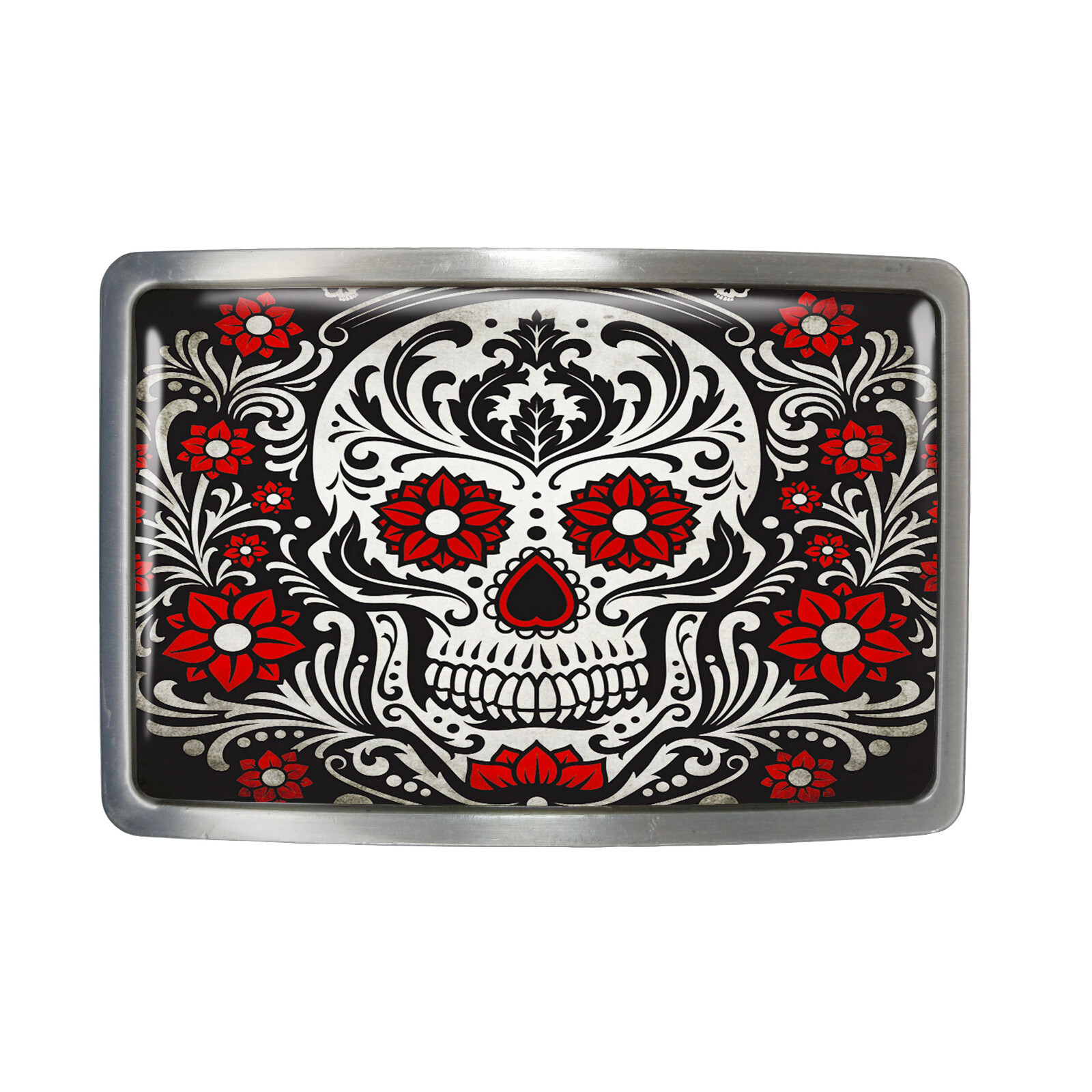 Ornate Skull Belt Buckle – Day of the Dead Skull Belt Buckle – 78
