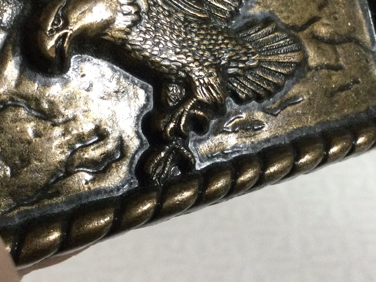 Patriotic Vintage American Bald Eagle Soaring Over Mountains Brass Belt Buckle