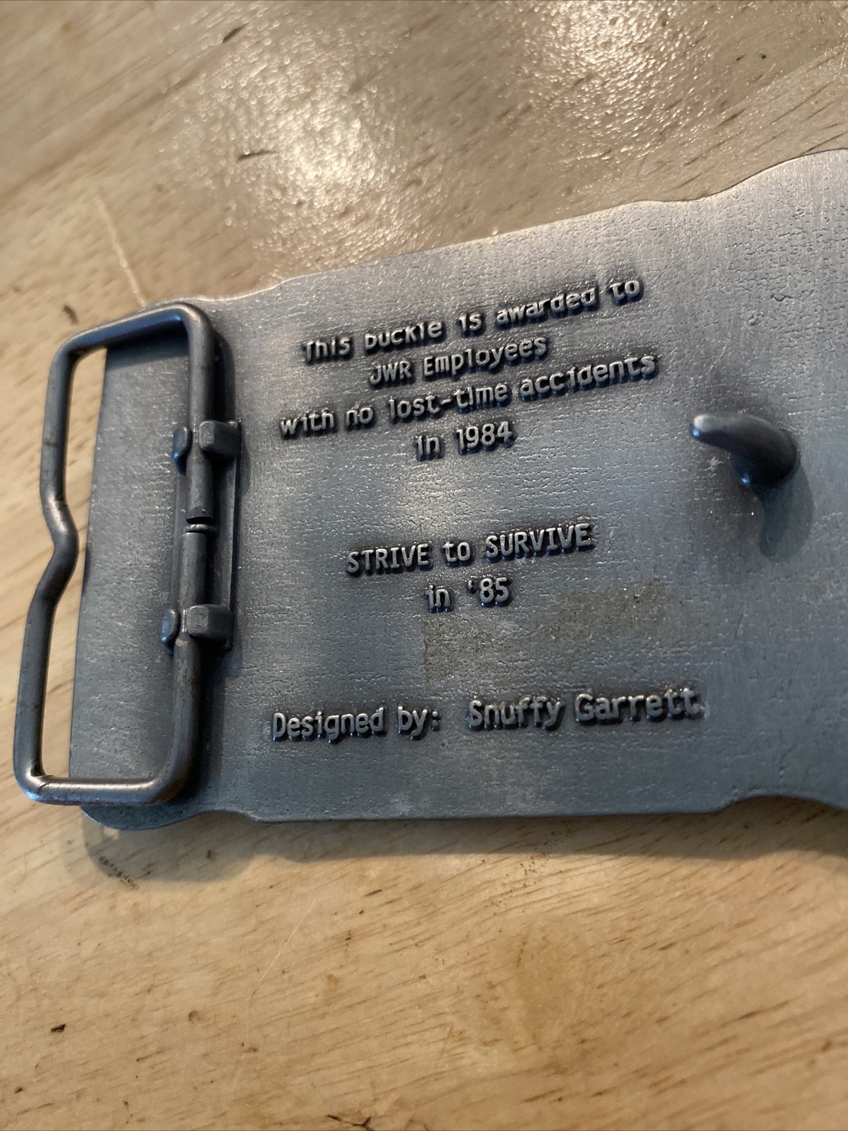 Mining Belt Buckle Collector METAL Original 1984 Safety Award Patina Miner USA