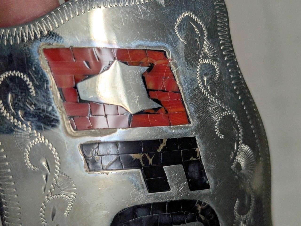 vintage USA made FOX RACING handcrafted WESTERN belt buckle CHROME johnson held