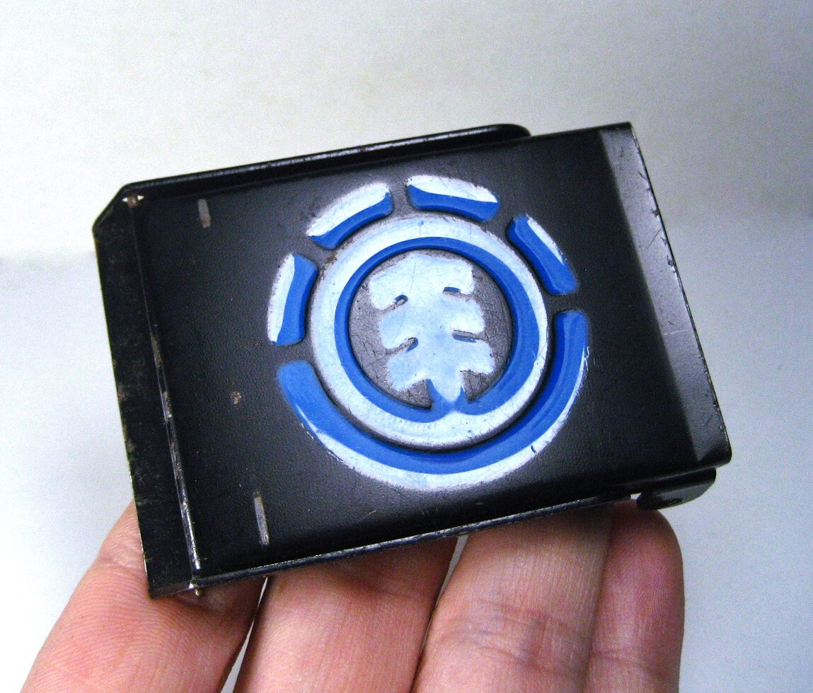 Element Skateboards Belt Buckle Black Painted Steel Blue Enamel Logo 2 5/8&Prime; NICE