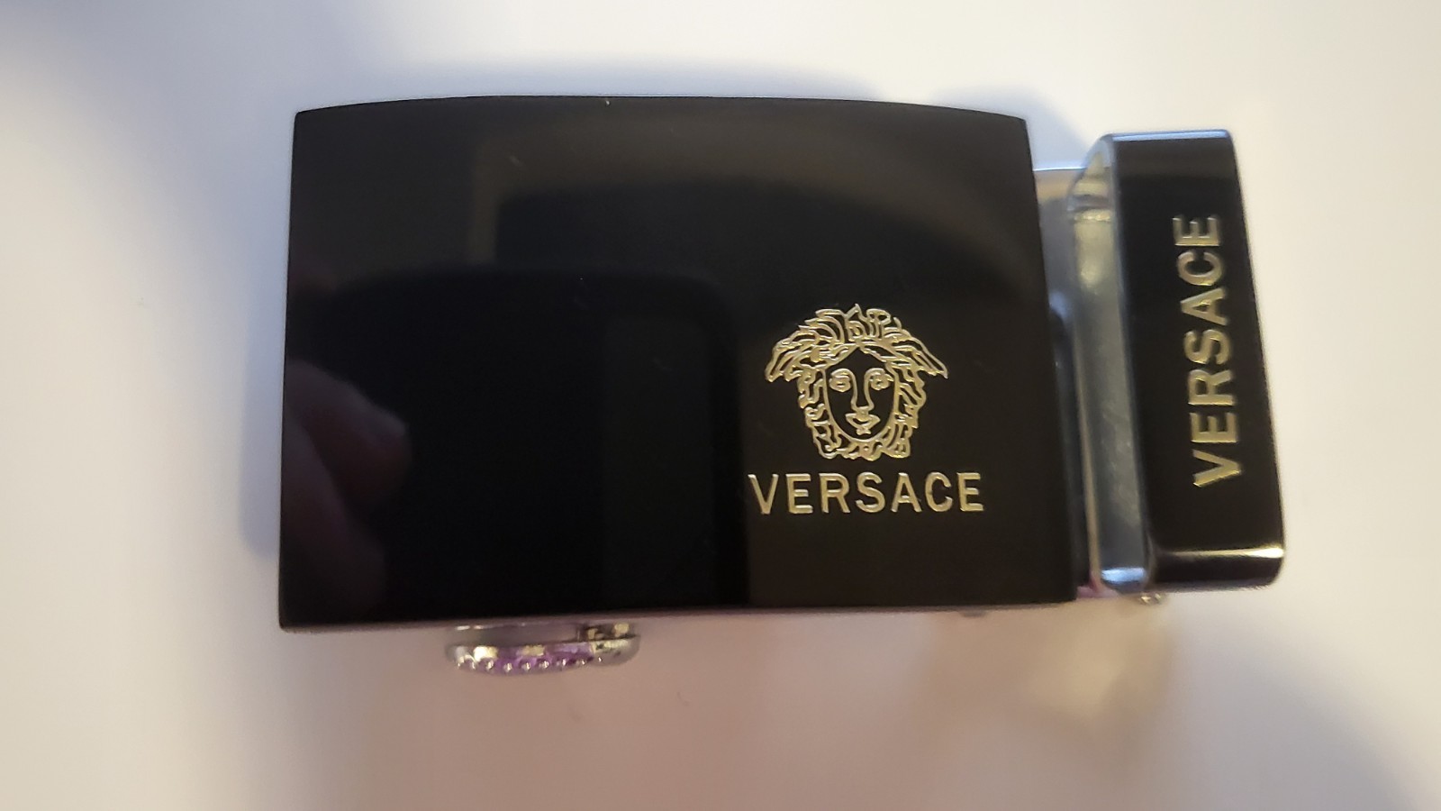 Versace Belt Buckle Metal Automatic Latch Black Silver