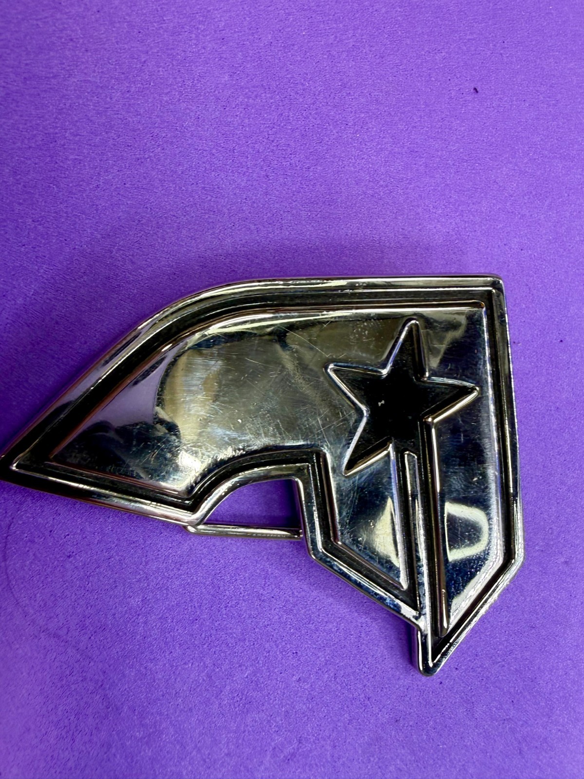 Famous Stars & Straps Silver Black Star Logo Metal Y2K Belt Buckle