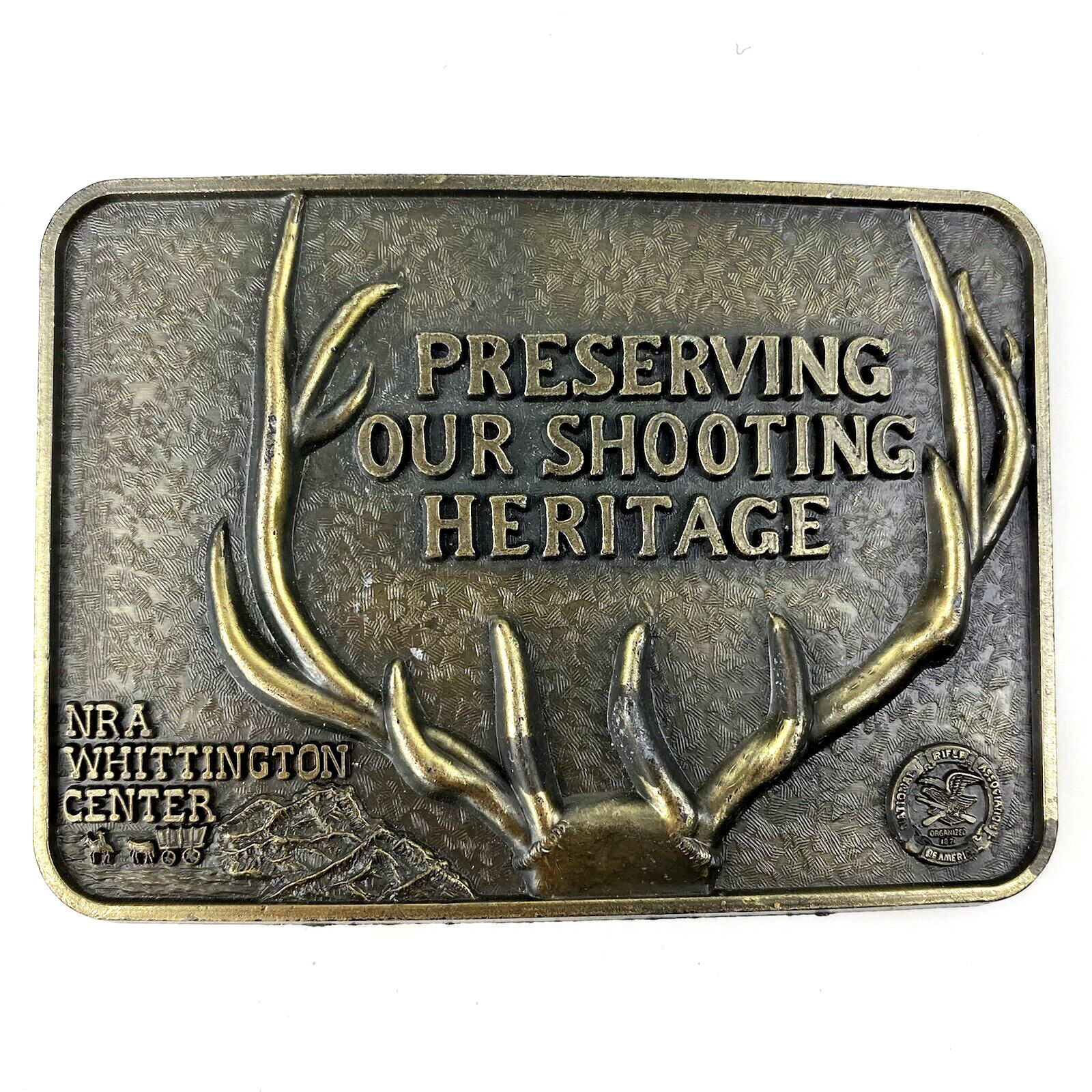 NEW NRA WHITTINGTON CENTER BELT BUCKLE Shooting Heritage Raton NM Hunting Deer
