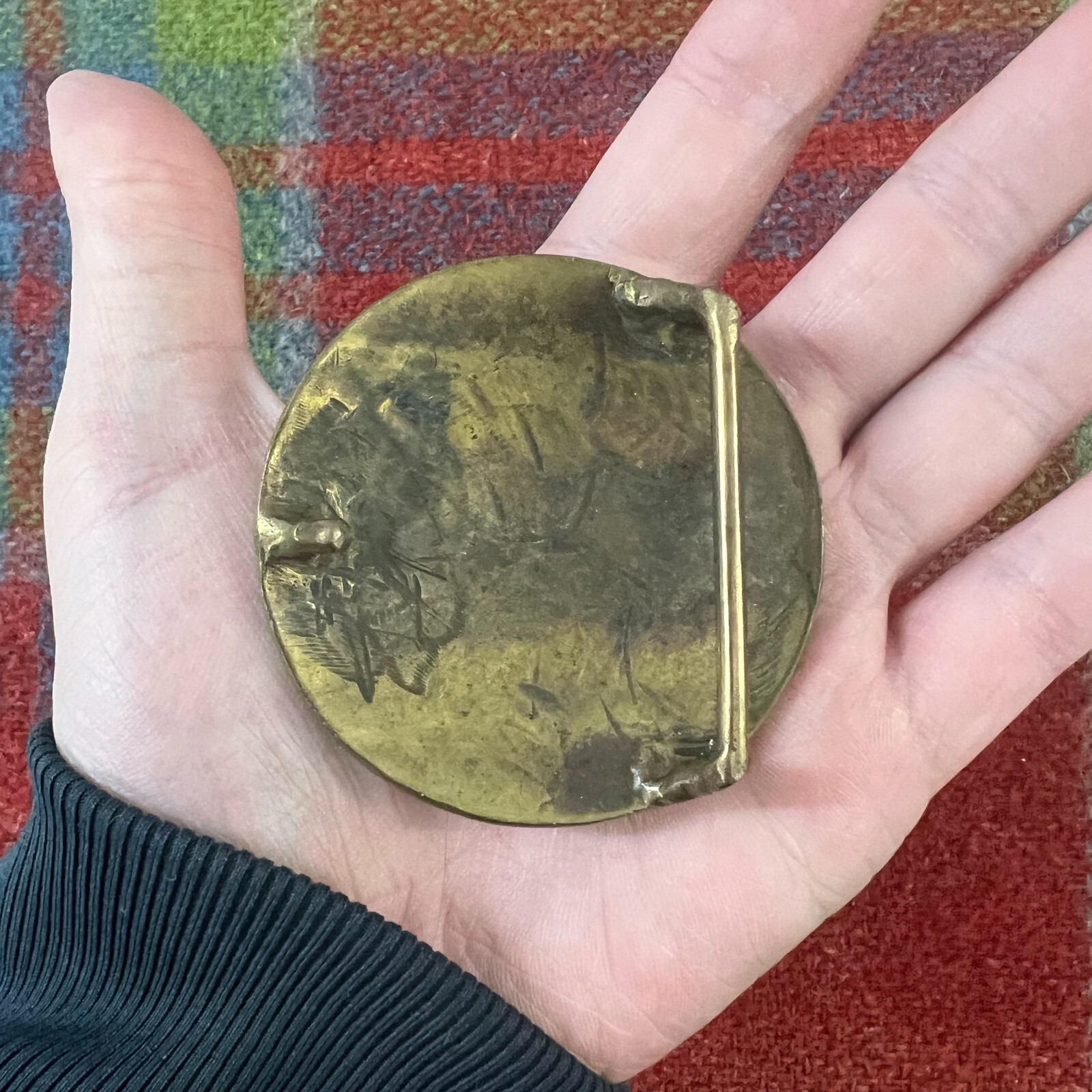 Vintage 1960s 70s MCM Modernist Brass Copper Artisan Angelfish Fish Belt Buckle