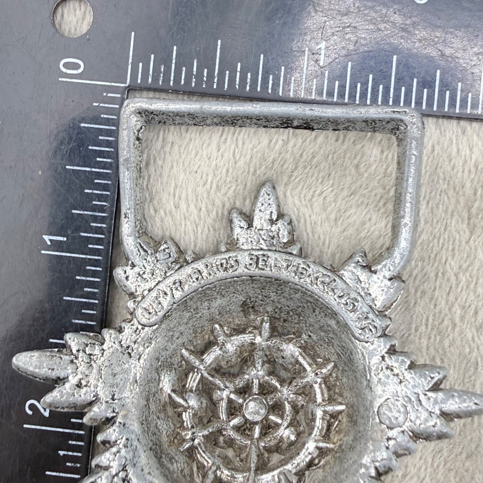 Vintage Flower Belt Buckle Atomic Silver Tone Signed Levy Bros