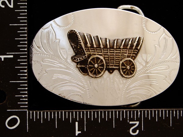 MG12131 VINTAGE ***COVERED WESTERN WAGON*** SILVERTONE BELT BUCKLE