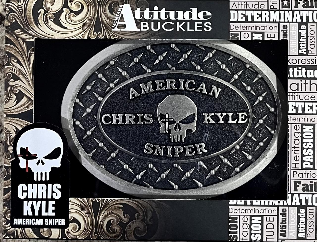 Montana Silversmiths Attitude Officially Licensed Chris Kyle Western Belt Buckle