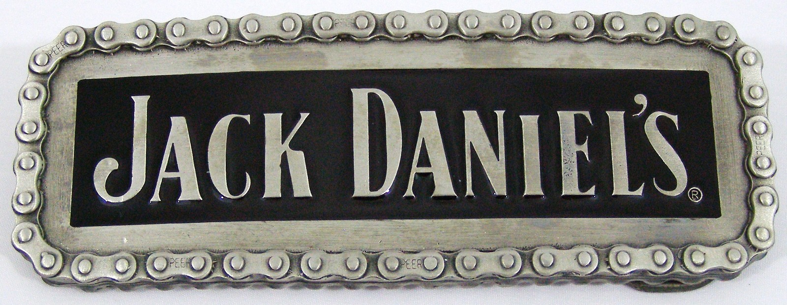 BELT BUCKLES Jack Daniel&rsquo;s Chain Edge Black Silver Rectangle Whiskey No. 7 NWOT!