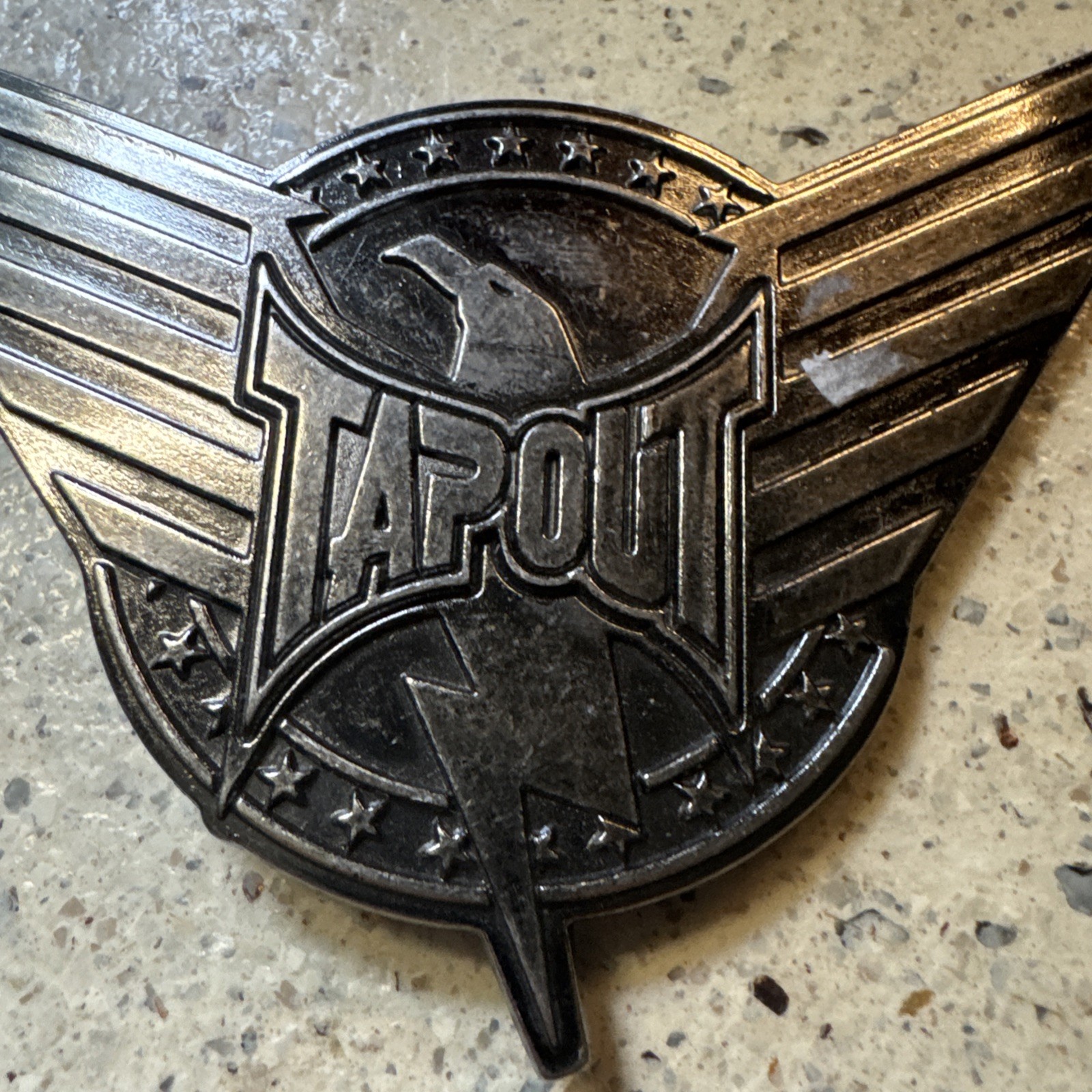 TAPOUT Logo Silver Tone MMA Mixed Martial Arts Promo Belt Buckle Y2K