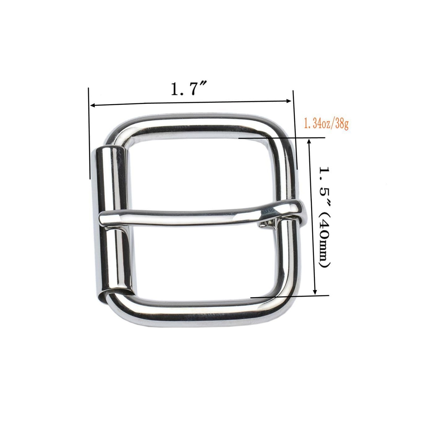 1.5&Prime;(38mm-40mm) Belt Buckle Brass Stainless Steel Heavy Duty Silver Roller