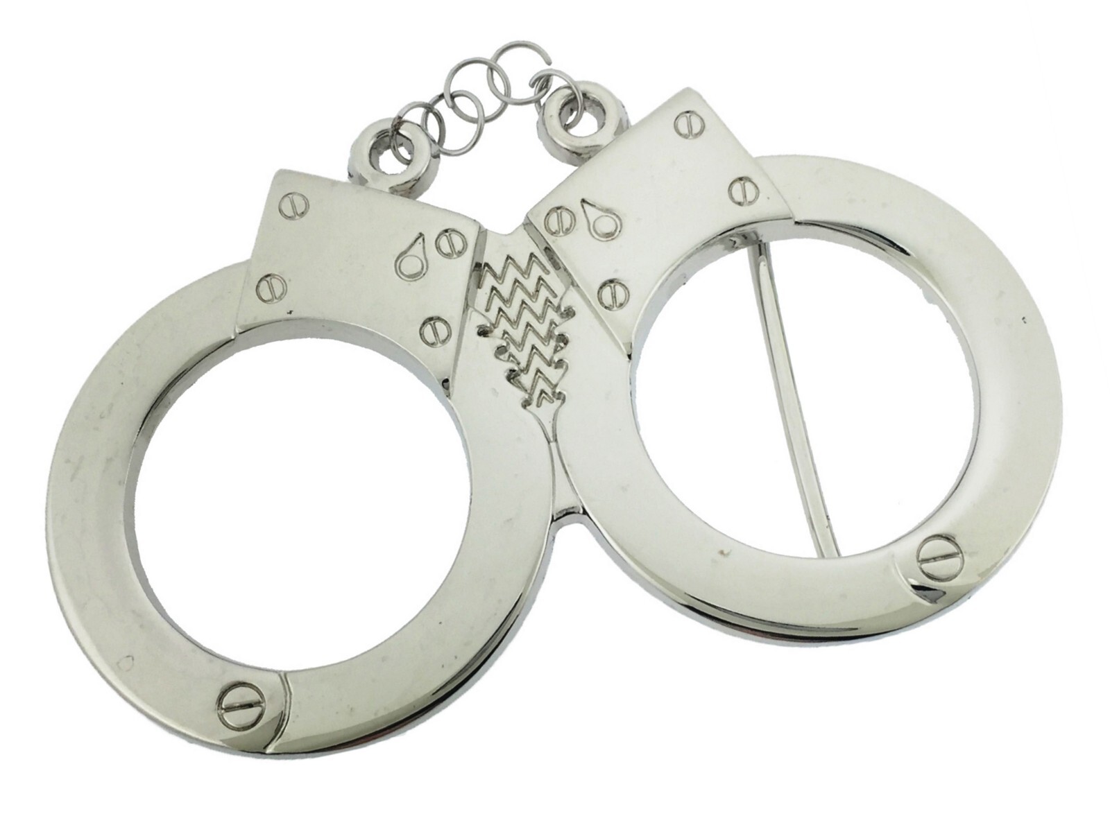 Handcuffs Belt Buckle Hand Cuff Peace Officer Police New Men Silver Chrome Metal