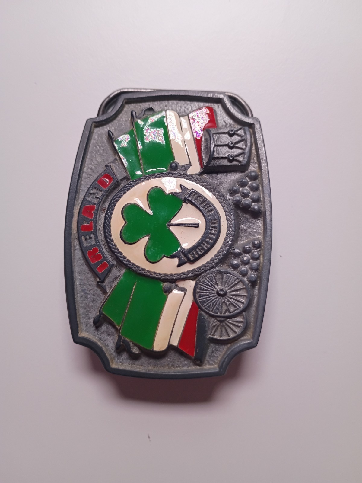 Tanside Ltd Ireland Fighting Irish Belt Buckle W/Shamrock Flag Vintage 2004DD236