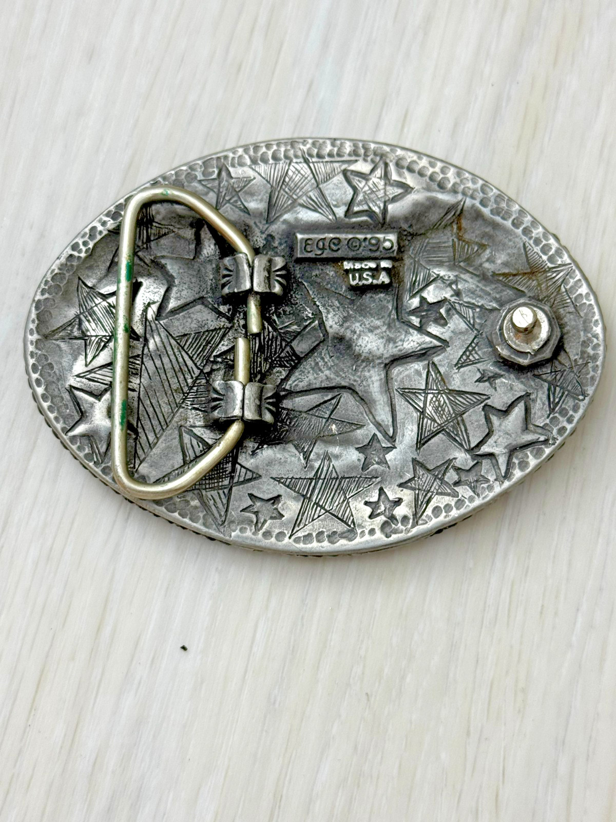 Vintage 1995 EGE Soaring Bald Eagle Silver Belt Buckle Made in USA Rockabilly 3D