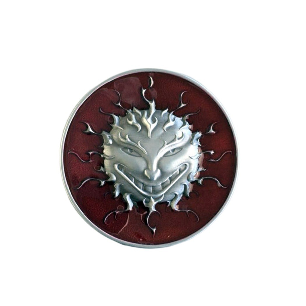 Antique Silver Red Enamel Devil Evil Face Belt Buckle Gurtelschnalle Boucle