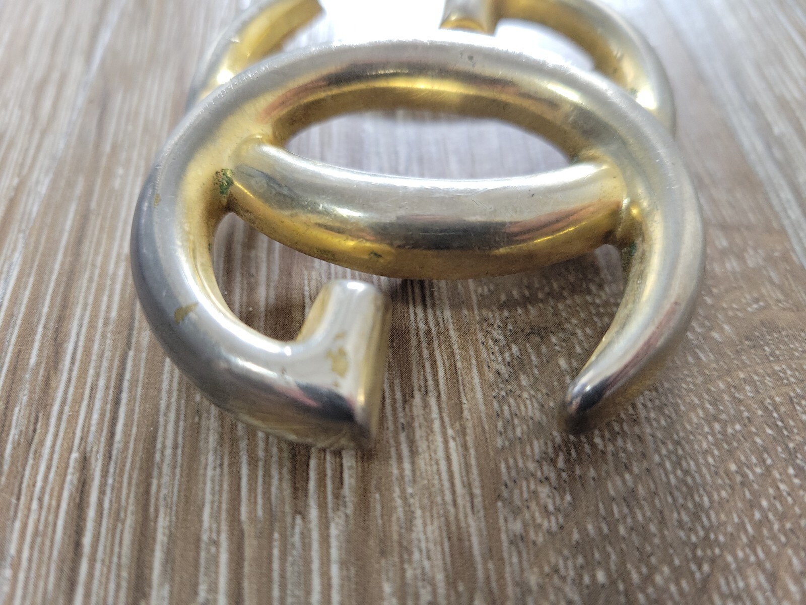 Vintage Authentic Gucci Double GG Large Gold Tone Buckle Only 2.5&Prime; x 2&Prime; Italy