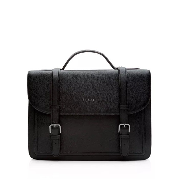 Ted Baker Black Leather Buckle Briefcase