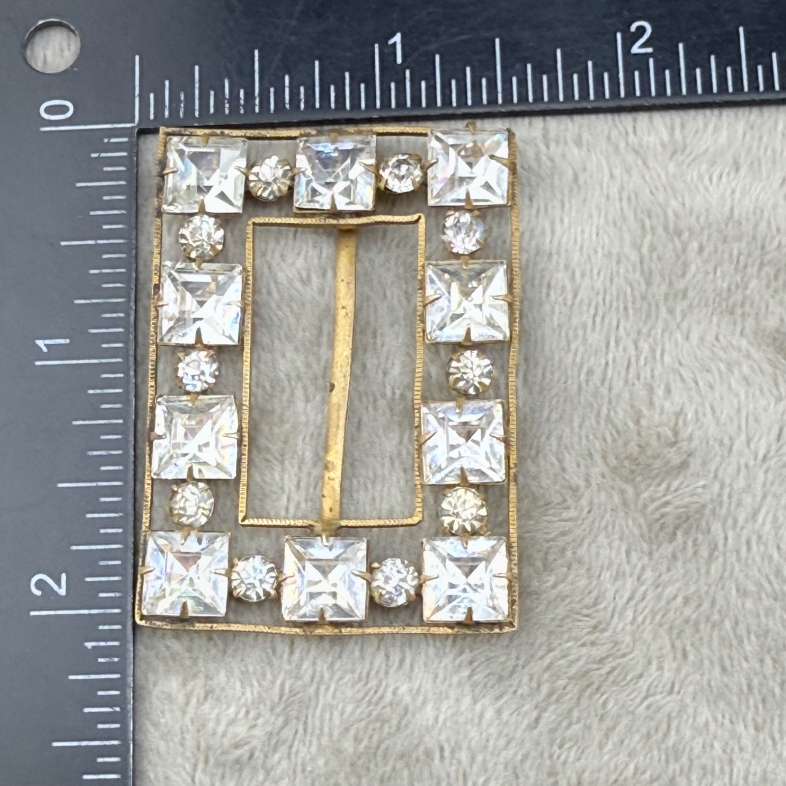 Vintage Czech Buckle Paste Stone Gold Tone