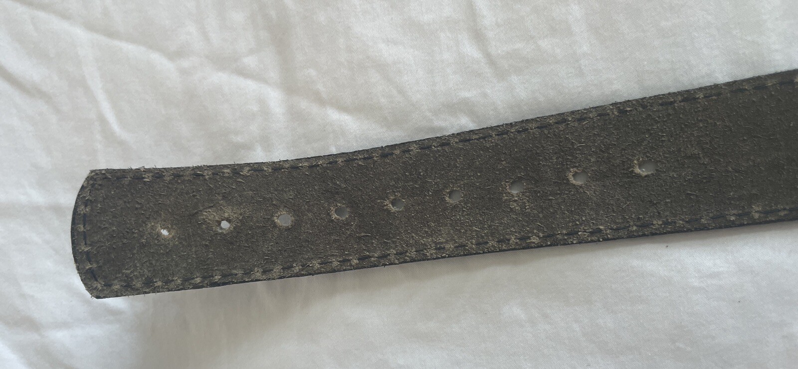 Vintage 70&rsquo;s Langley Bridge Buckle Shrunken Shag Leather Brown Belt 42