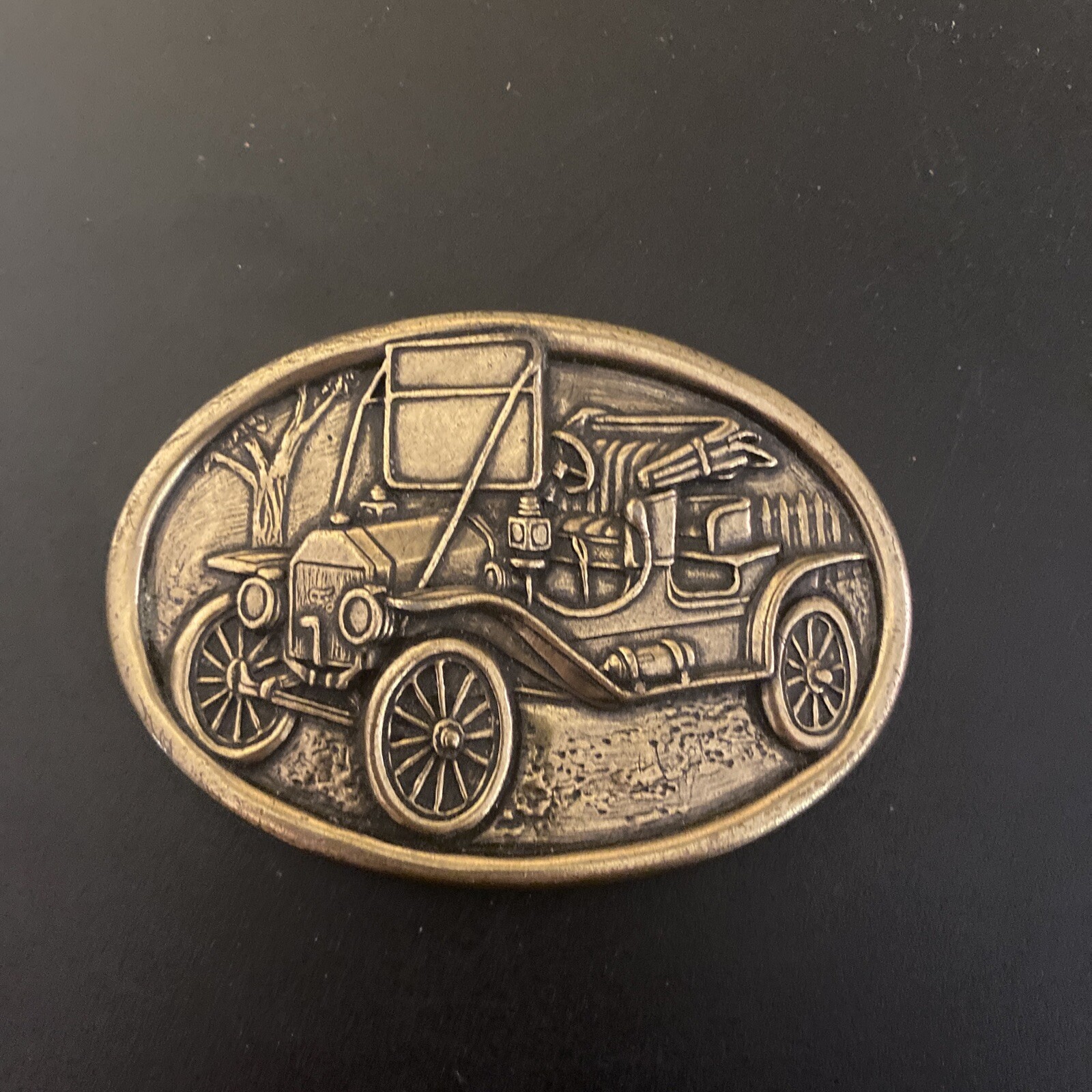 Antique Car Belt Buckle Avon Vintage Model T Brass Look Automobile Vehicle