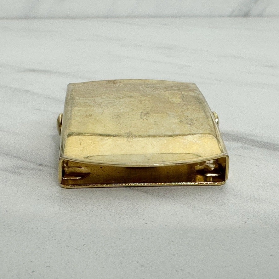 Vanguard Vintage Military Web Clamp Belt Buckle Gold Tone Made in USA Signed