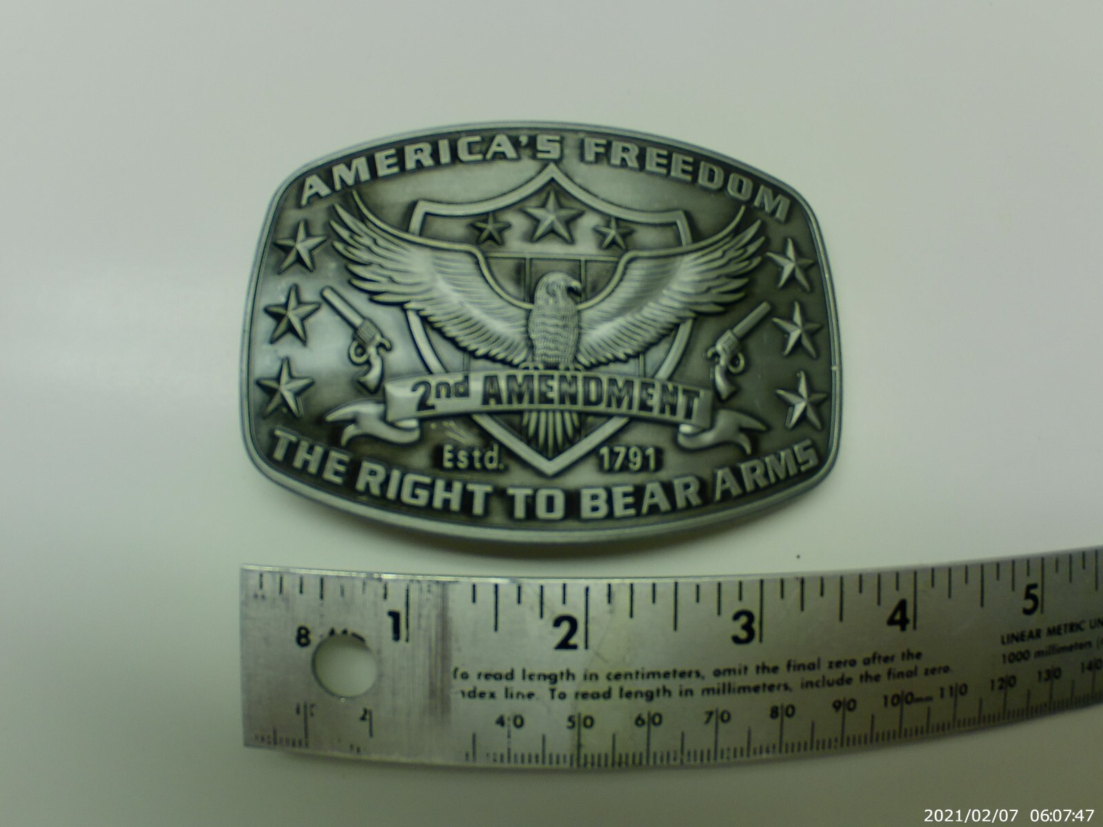 Belt Buckle, America&rsquo;s Second Amendment, The Right to Bear Arms, Guns, Western