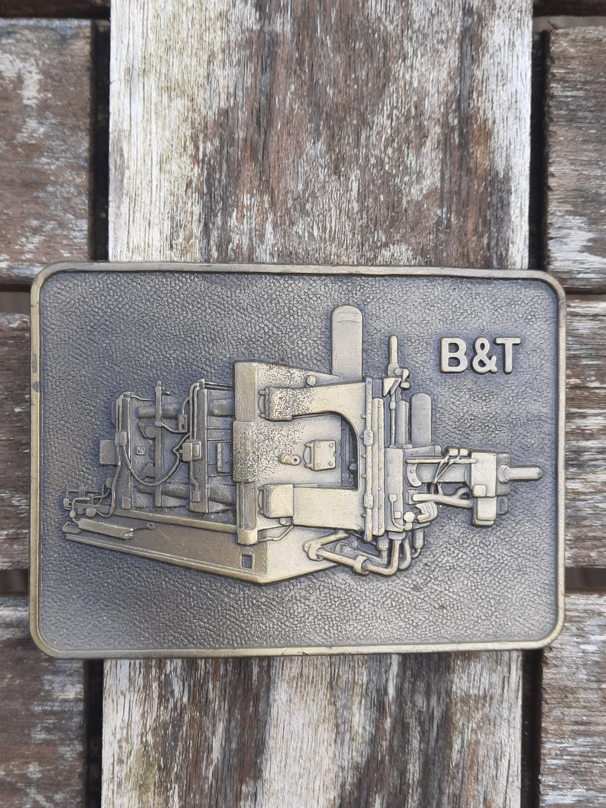 Vtg B&T Rectangular Belt Buckle Brass Stamp Cold Chamber Die Casting Machine