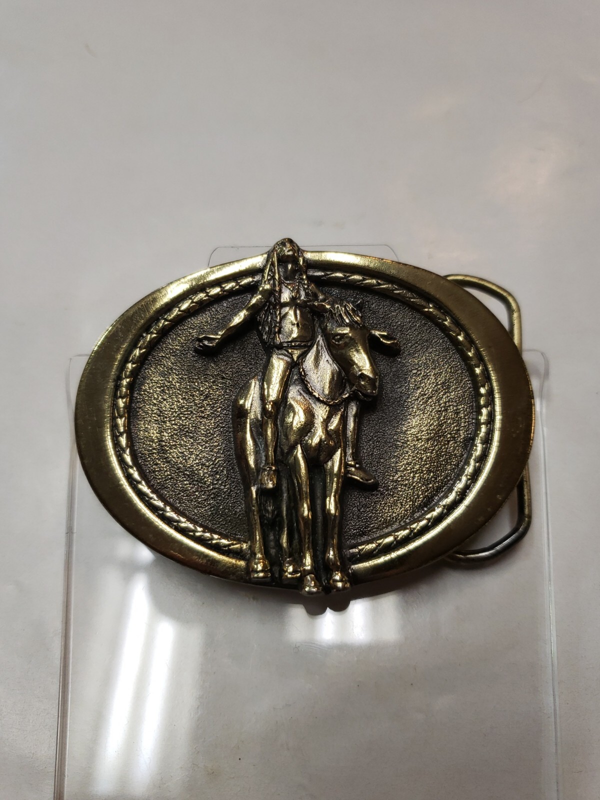 1982 Native American Indian on Horse Great American Belt Buckle Co #353 NOS