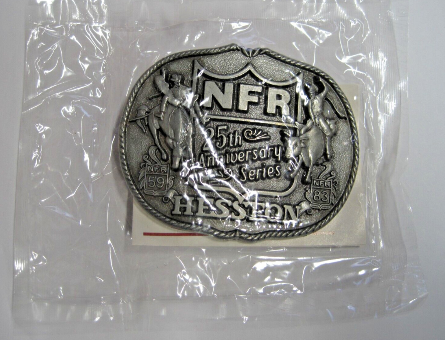 Hesston 1983 National Finals Rodeo NFR Adult Cowboy Buckle in Original Plastic