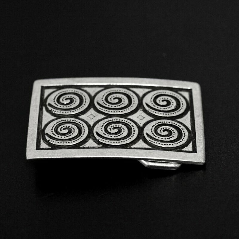 Rectangular Metal Effect Spiral Ornament Belt Buckle, Modern & Timeless