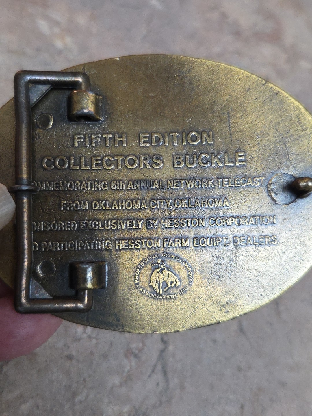 Vintage Cowboy National Finals Rodeo Hesston 1979 Belt Buckle Brass 3D VGUC
