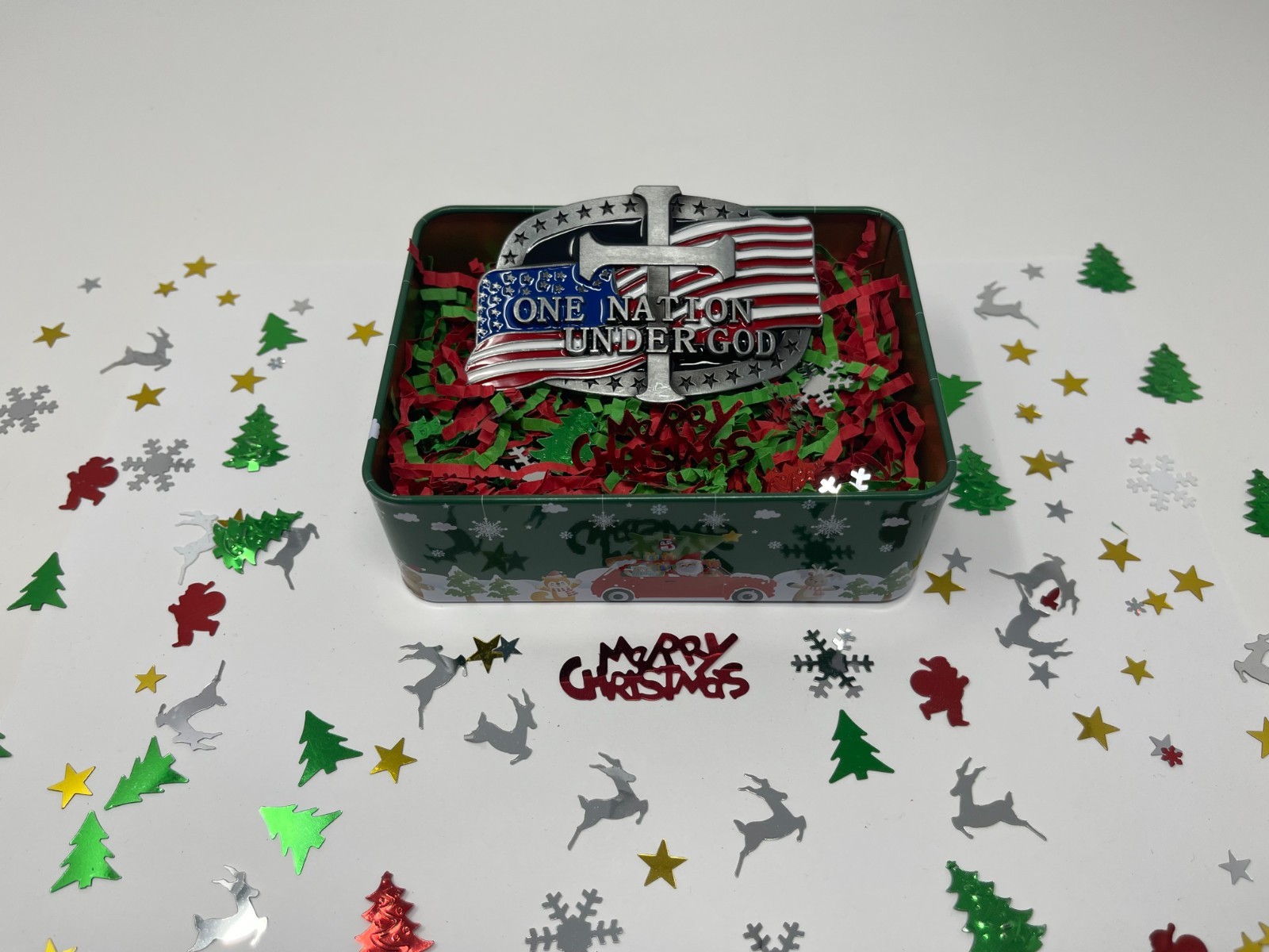 American Flag Belt Buckle Christmas Gift Set USA Patriotic Belt Buckles for Men