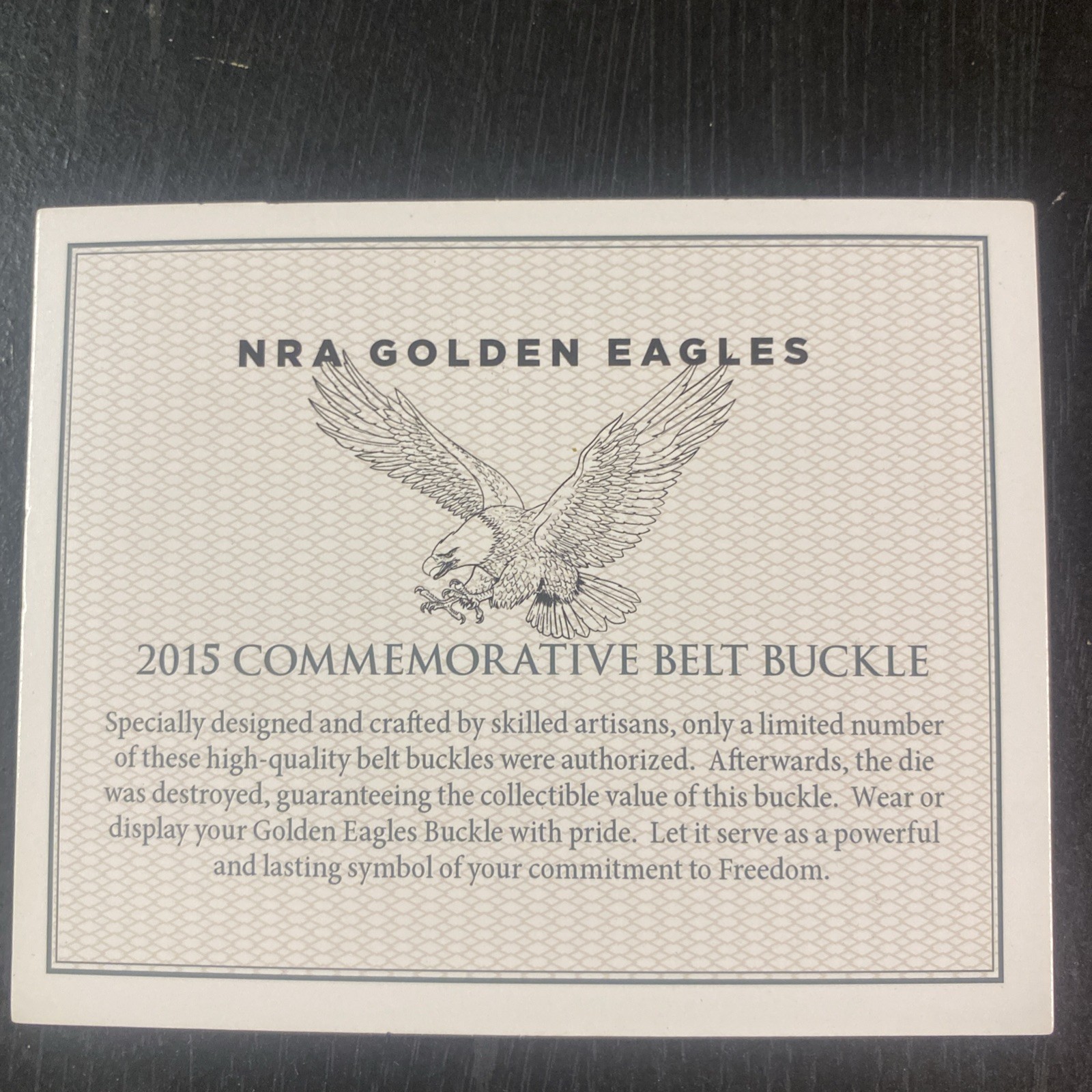 2015 NRA Golden Eagles Limited Edition Belt Buckle