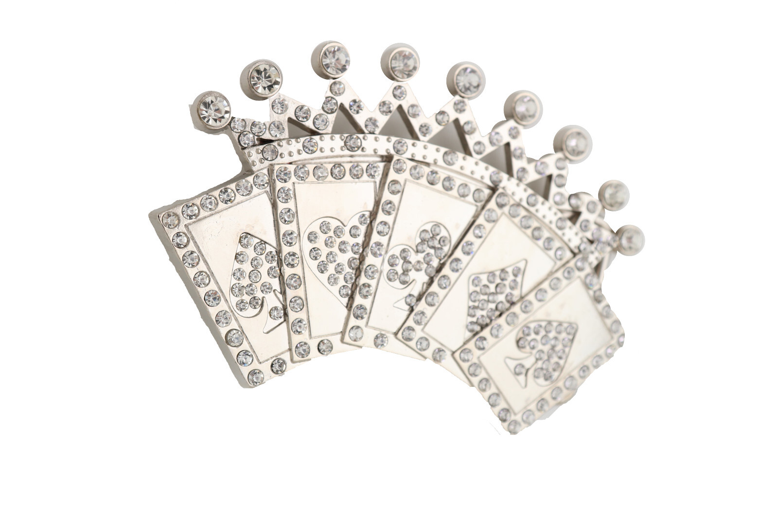 New Men Women Silver Metal Belt Buckle Cool Card Games Crown Gambling Bling Look