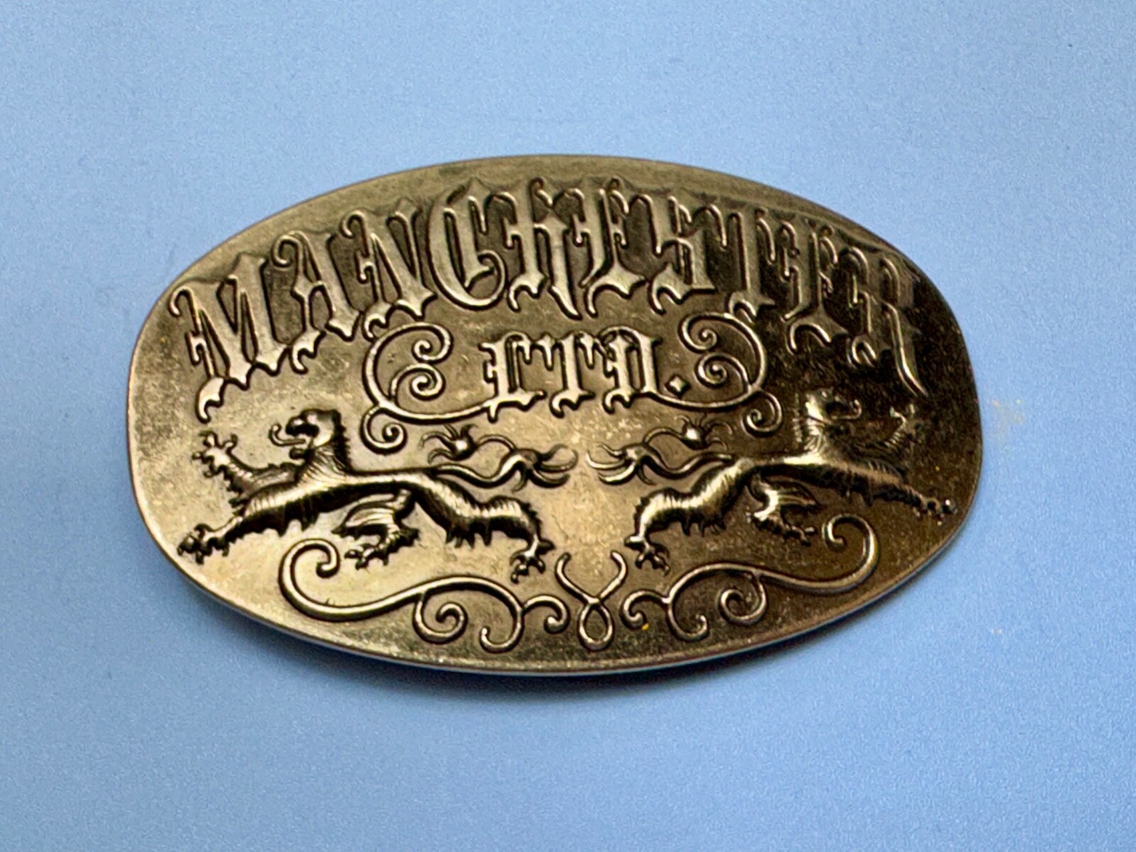 Manchester Ltd Lions Crest Clothing Company Silver Color Metal Belt Buckle