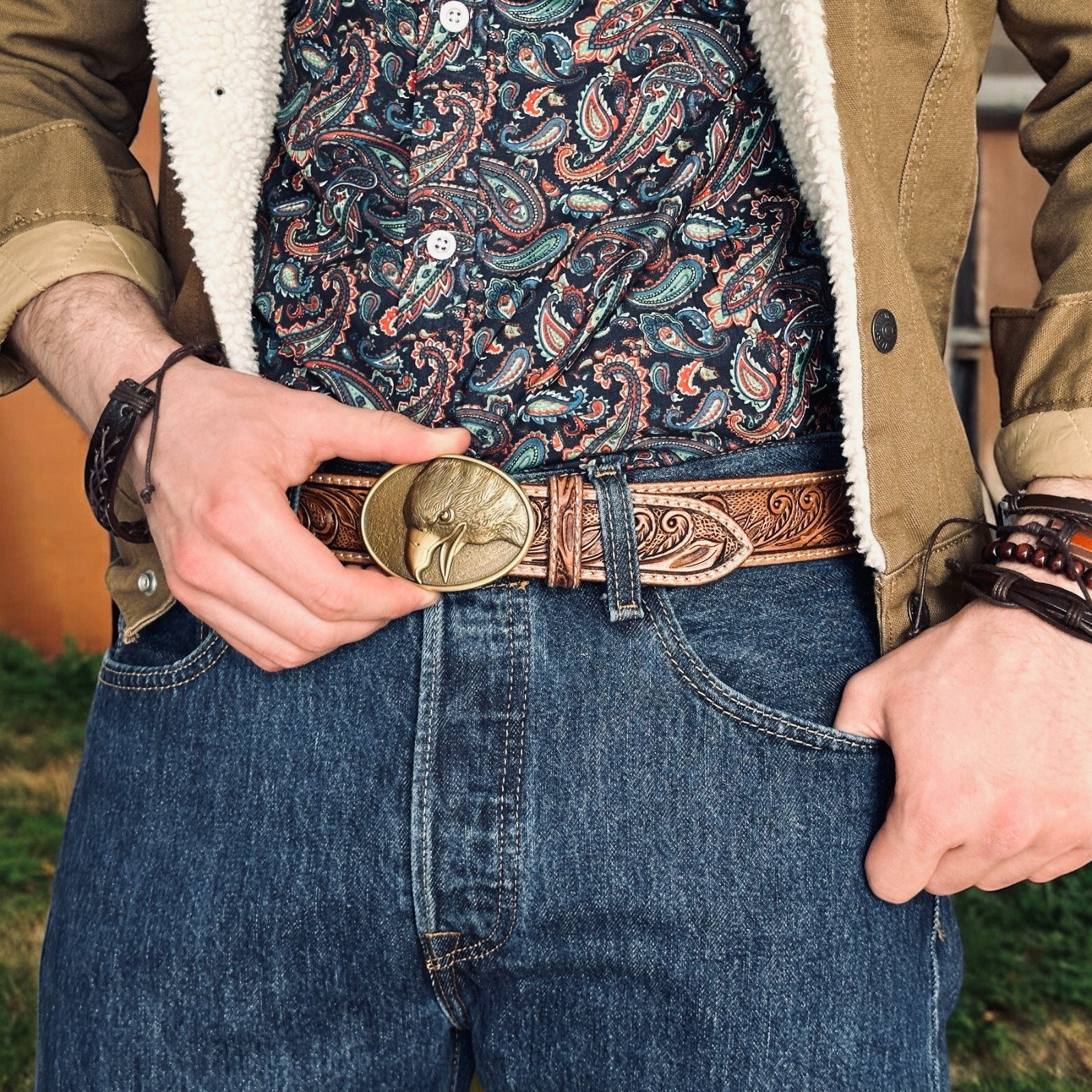 Western Buckle Solid Brass Cowboy Rodeo Buckle