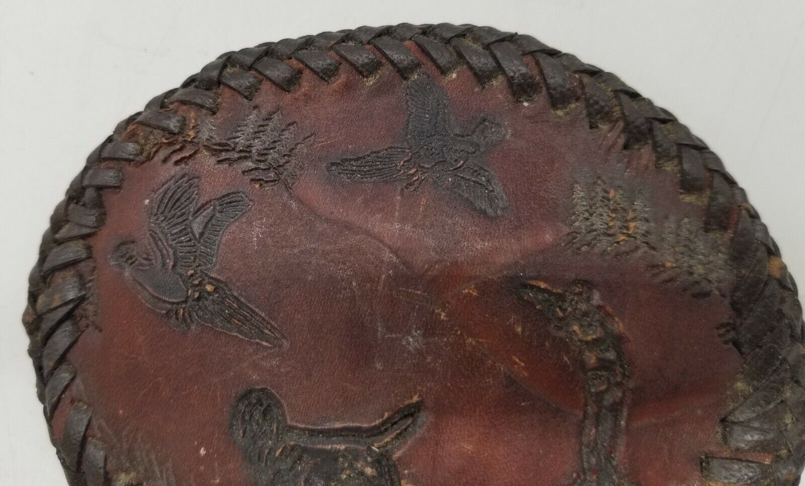 Handmade Handtooled Leather Belt Buckle – Game Bird Pheasant Hunting Bird Dog
