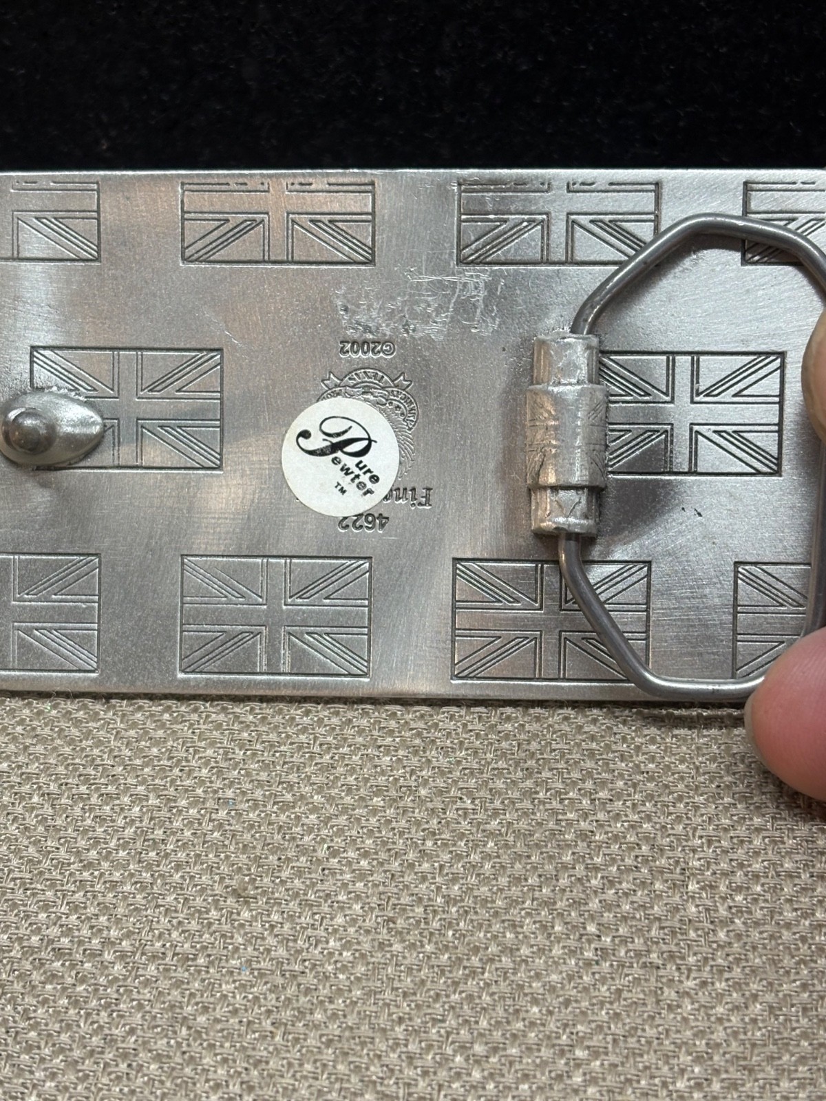 Union Jack British Flag Belt Buckle Pewter Vintage 4622 3 1/2&Prime;