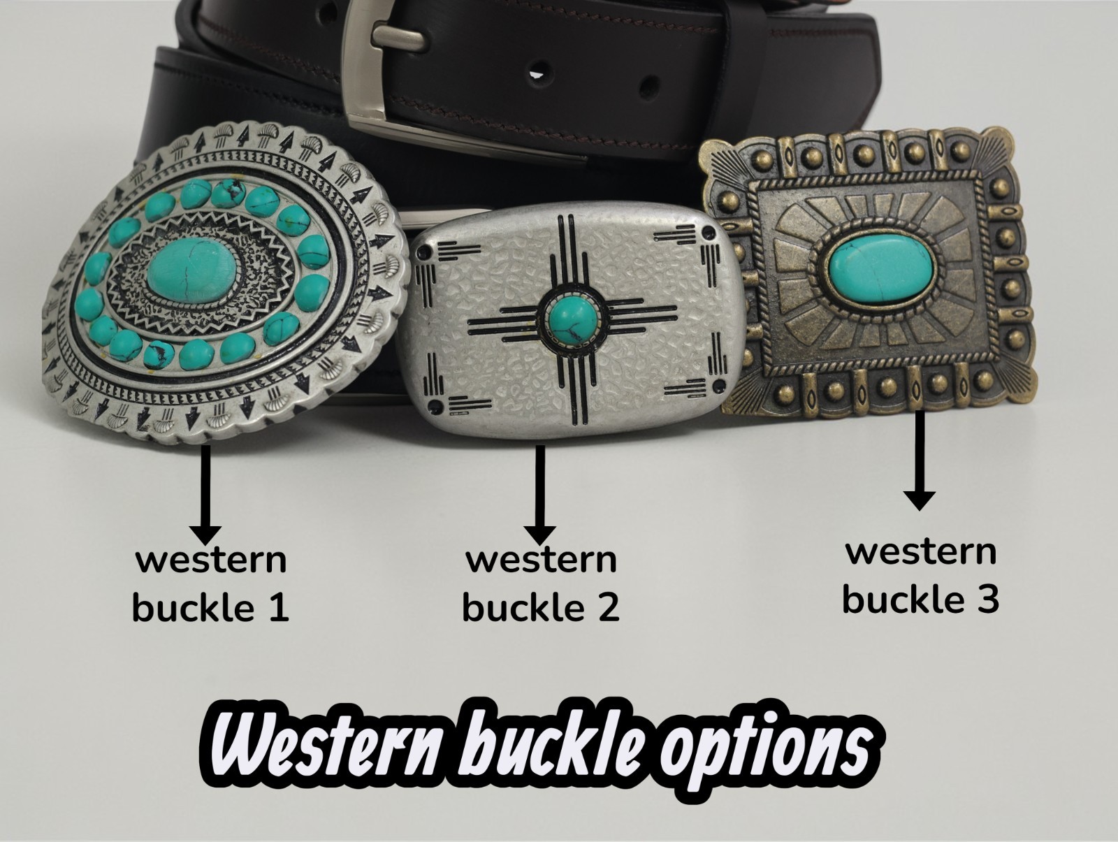 Western Turquoise Belt Buckle | Vintage Silver Cowboy | Rodeo Buckle For Men